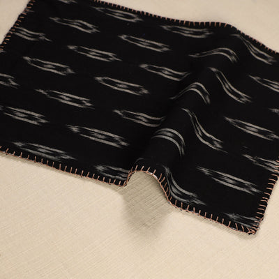 Black - Ikat Cotton Hand Embroidery Table Mat (18 x 13 in) 02