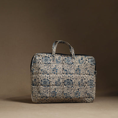 Beige - Handmade Quilted Cotton Laptop Bag (13 x 16 in) 18
