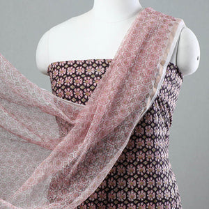 3pc Sanganeri Block Printed Cotton Suit Material with Kota Doria Dupatta 01