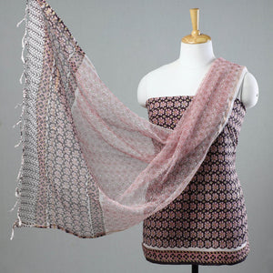 3pc Sanganeri Block Printed Cotton Suit Material with Kota Doria Dupatta 01