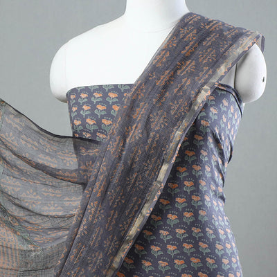 3pc Sanganeri Block Printed Cotton Suit Material with Kota Doria Dupatta 02