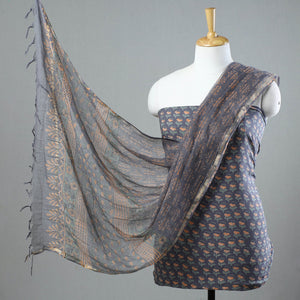 3pc Sanganeri Block Printed Cotton Suit Material with Kota Doria Dupatta 02