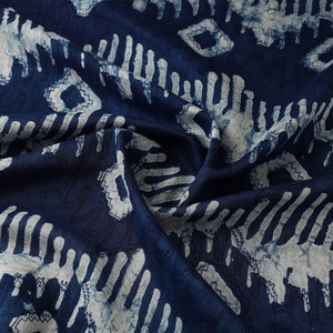 Blue - Hand Block Print Chanderi Silk Bagru Fabric 16