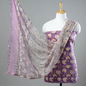 3pc Sanganeri Block Printed Cotton Suit Material with Kota Doria Dupatta 03