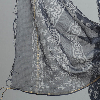 3pc Sanganeri Block Printed Cotton Suit Material with Kota Doria Dupatta 04