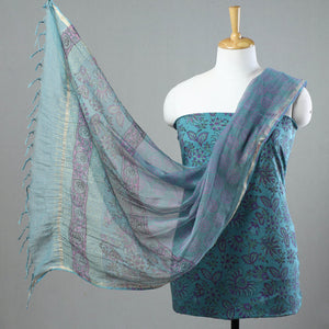 3pc Sanganeri Block Printed Cotton Suit Material with Kota Doria Dupatta 05