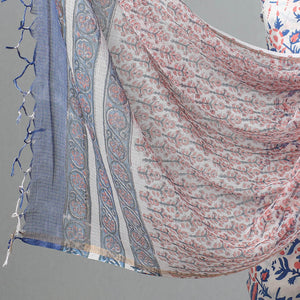 3pc Sanganeri Block Printed Cotton Suit Material with Kota Doria Dupatta 09