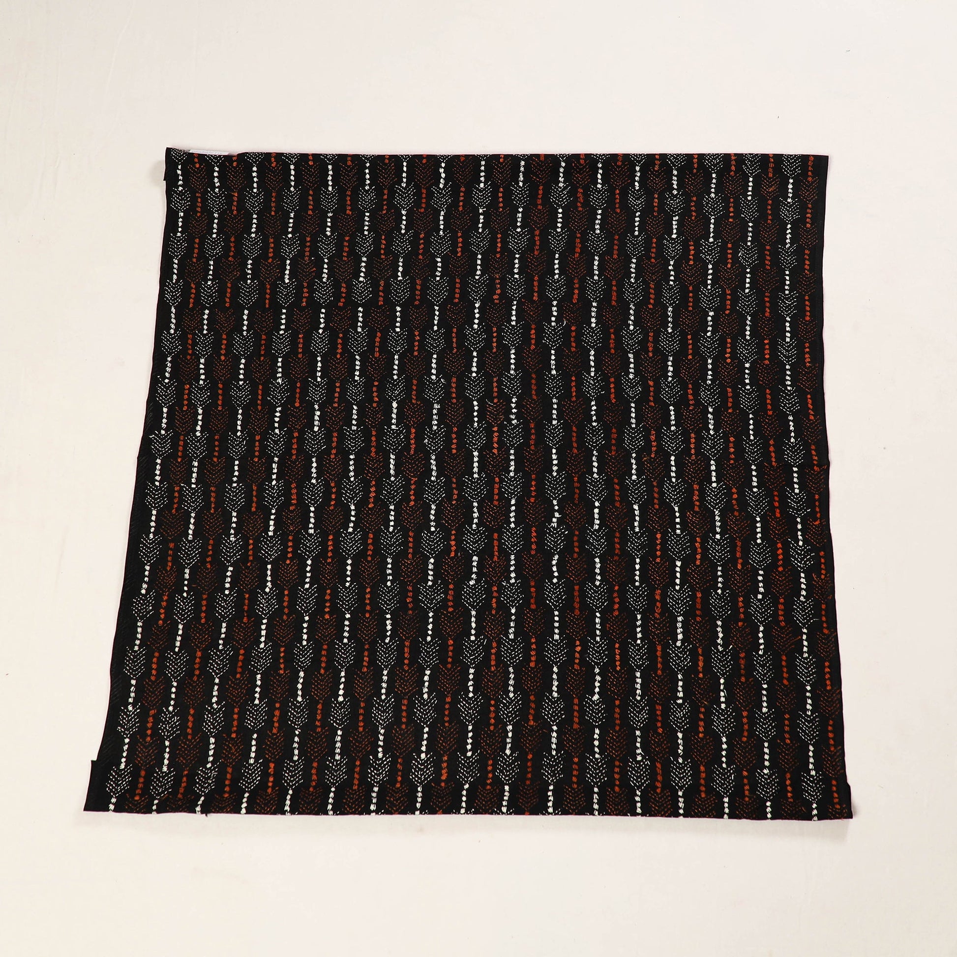 Black - Bengal Kantha Embroidery Cotton Blouse Piece 75
