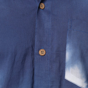 Blue & White - Shibori Tie-Dye Cotton Men Full Sleeve Shirt