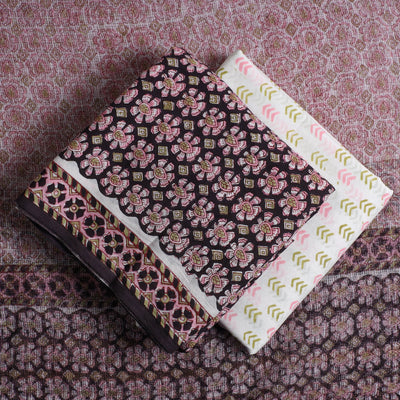 3pc Sanganeri Block Printed Cotton Suit Material with Kota Doria Dupatta 01