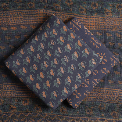 3pc Sanganeri Block Printed Cotton Suit Material with Kota Doria Dupatta 02