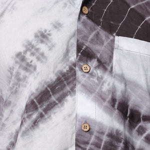 Brown & White Shibori Tie-Dye Cotton Men Full Sleeve Shirt