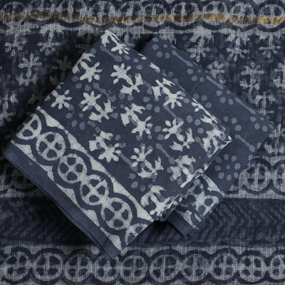 3pc Sanganeri Block Printed Cotton Suit Material with Kota Doria Dupatta 04