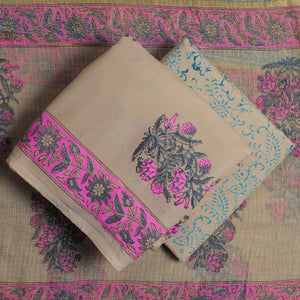 3pc Sanganeri Block Printed Cotton Suit Material with Kota Doria Dupatta 06