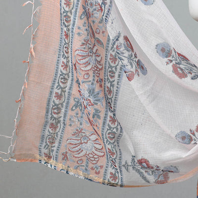 3pc Sanganeri Block Printed Cotton Suit Material with Kota Doria Dupatta 11