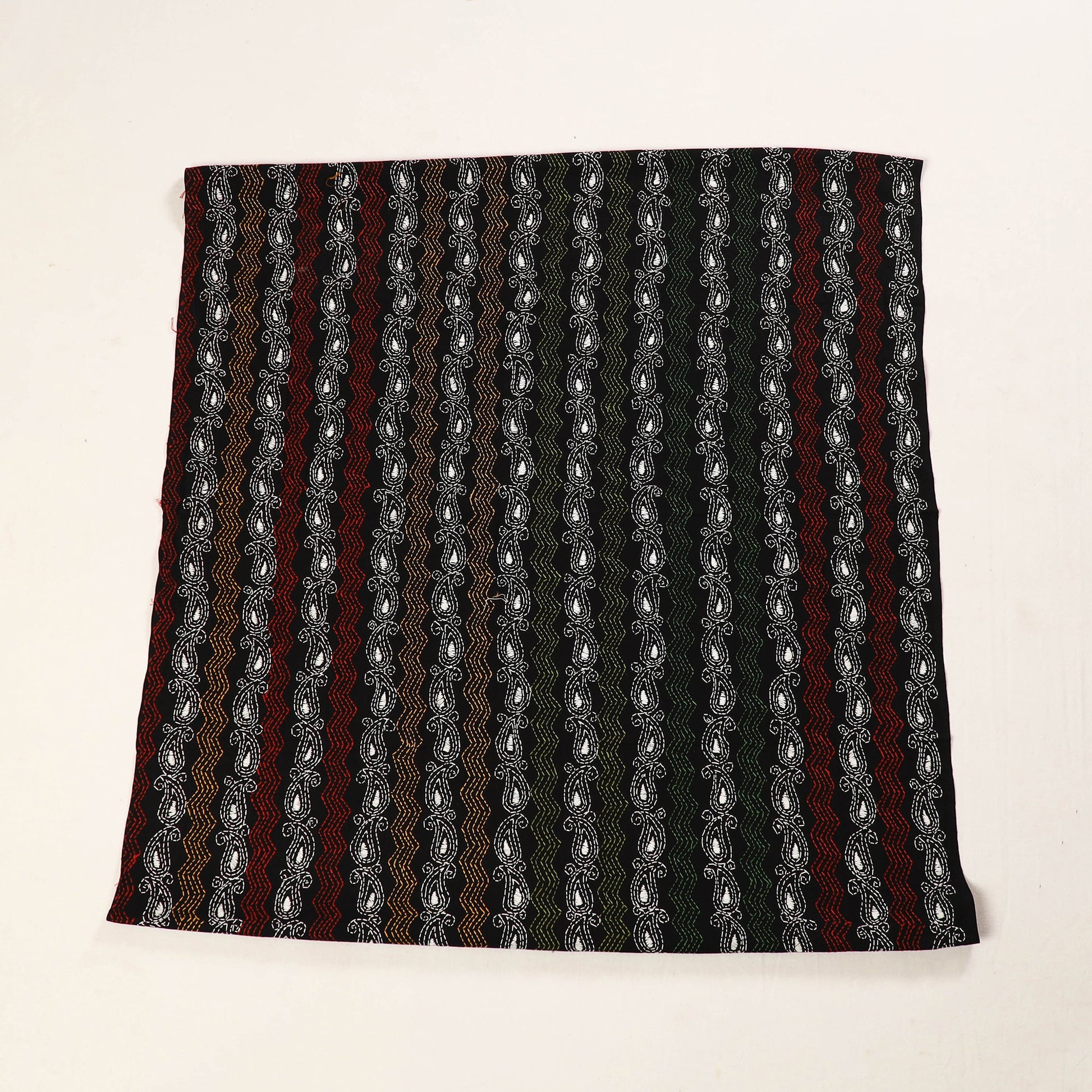 Black - Bengal Kantha Embroidery Cotton Blouse Piece 65