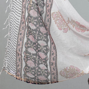 3pc Sanganeri Block Printed Cotton Suit Material with Kota Doria Dupatta 12