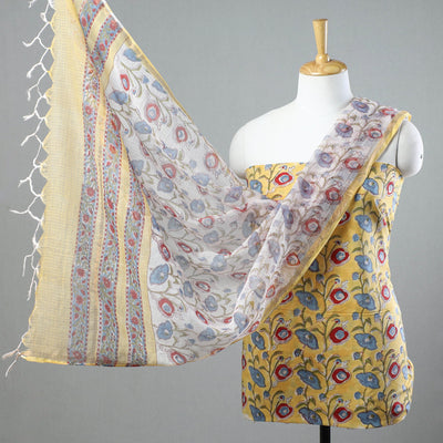 3pc Sanganeri Block Printed Cotton Suit Material with Kota Doria Dupatta 14