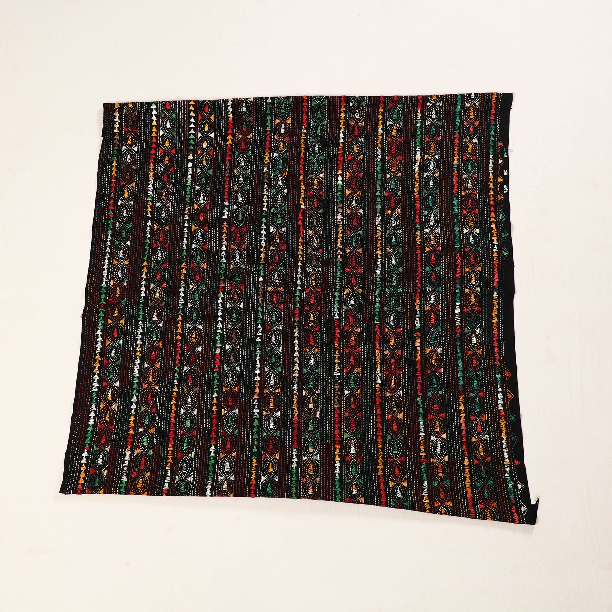 Black - Bengal Kantha Embroidery Cotton Blouse Piece 64
