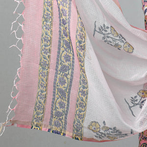 3pc Sanganeri Block Printed Cotton Suit Material with Kota Doria Dupatta 15