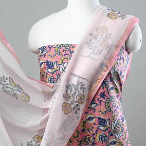 3pc Sanganeri Block Printed Cotton Suit Material with Kota Doria Dupatta 15