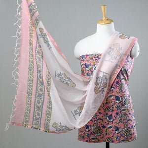3pc Sanganeri Block Printed Cotton Suit Material with Kota Doria Dupatta 15