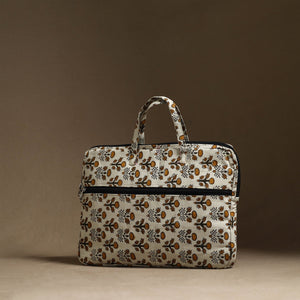 Beige - Handmade Quilted Cotton Laptop Bag (13 x 16 in) 29