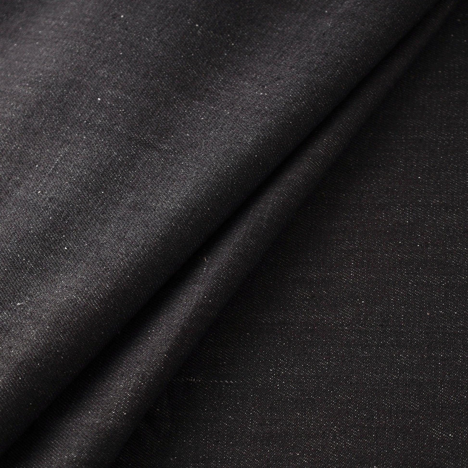 Black - 2/40 Twill Cotton Handspun Handloom Natural Dyed Plain Fabric 11