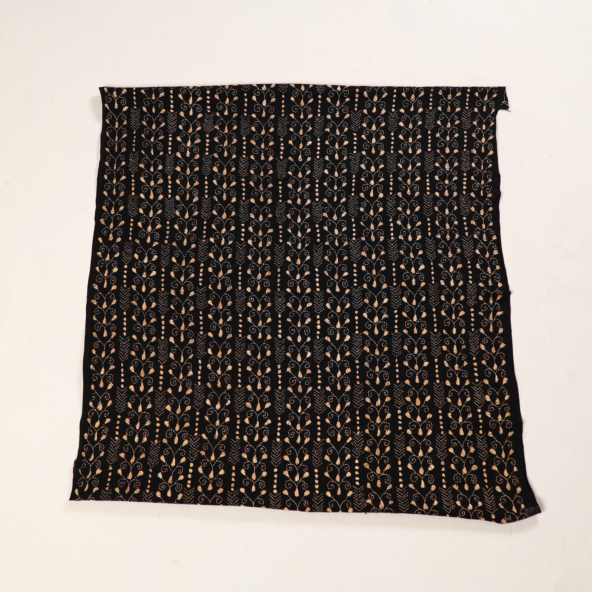 Black - Bengal Kantha Embroidery Cotton Blouse Piece 63