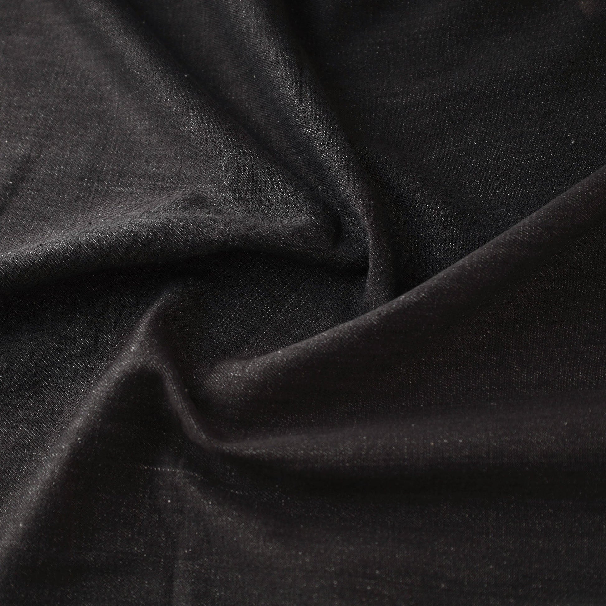 Black - 2/40 Twill Cotton Handspun Handloom Natural Dyed Plain Fabric 11