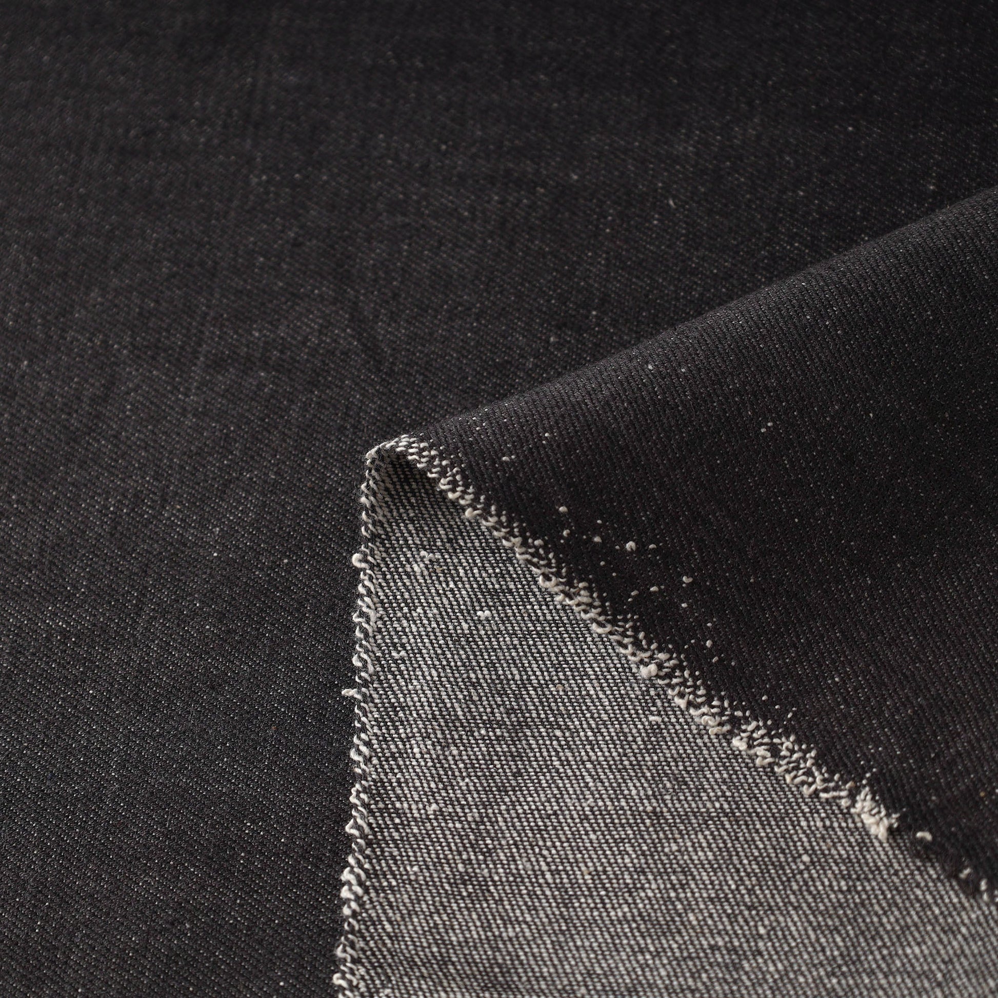 Black - 2/40 Twill Cotton Handspun Handloom Natural Dyed Plain Fabric 11