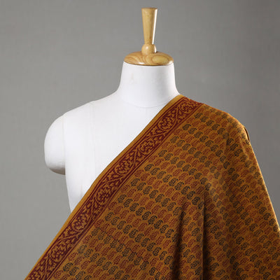 Brown - Bagh Block Printed Kantha Style Cotton Fabric 10