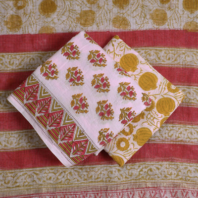 3pc Sanganeri Block Printed Cotton Suit Material with Kota Doria Dupatta 10