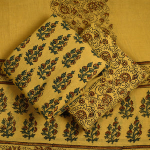 3pc Ajrakh Block Printed Cotton Suit Material Set 09