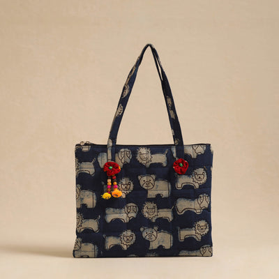 Blue - Handcrafted Quilted Cotton Hand Bag 02