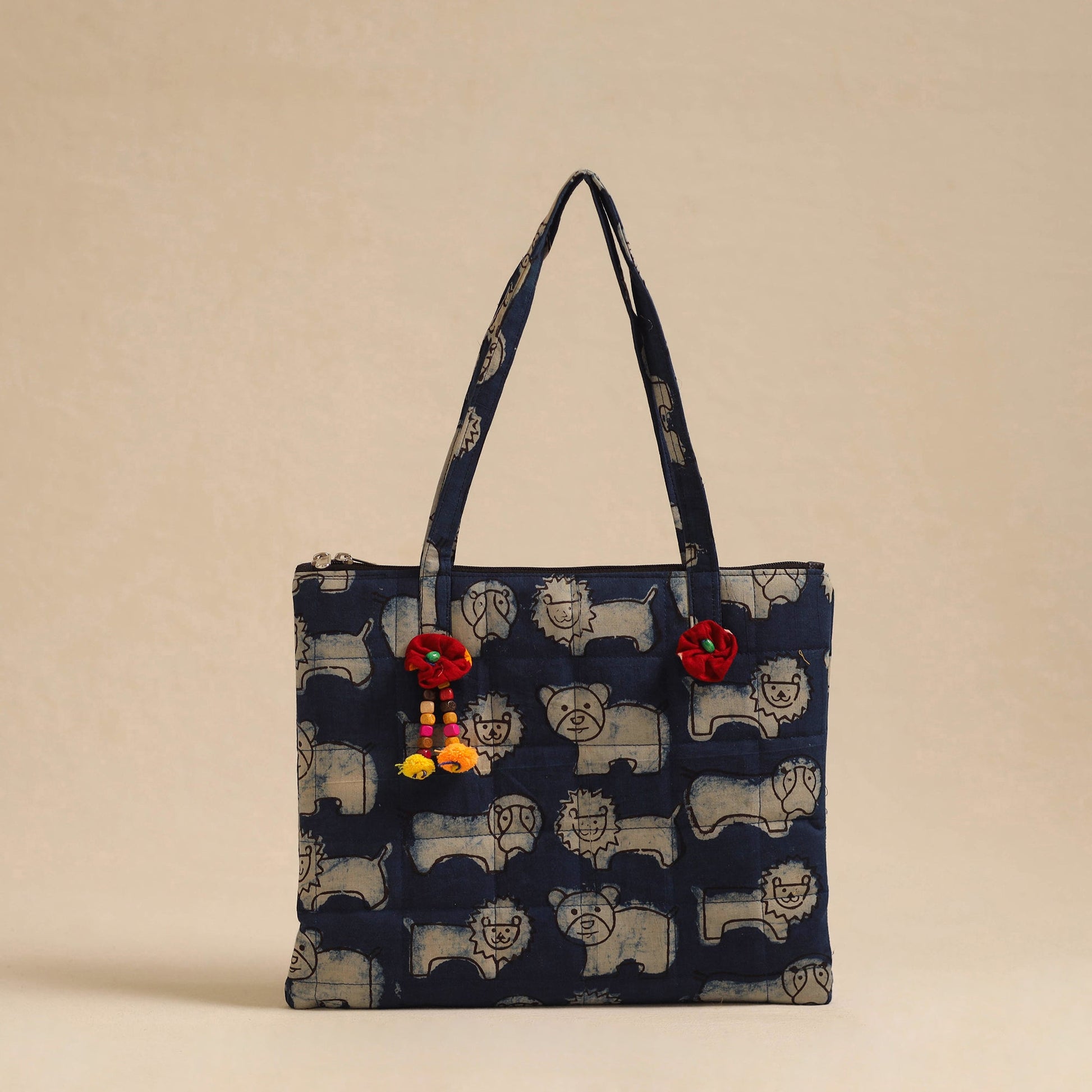 Blue - Handcrafted Quilted Cotton Hand Bag 02