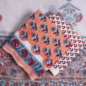 3pc Sanganeri Block Printed Cotton Suit Material with Kota Doria Dupatta 11