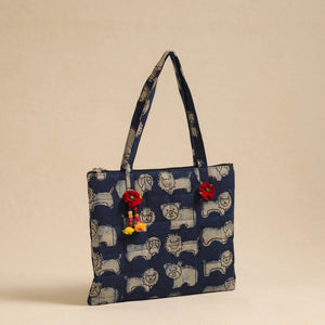 Blue - Handcrafted Quilted Cotton Hand Bag 02