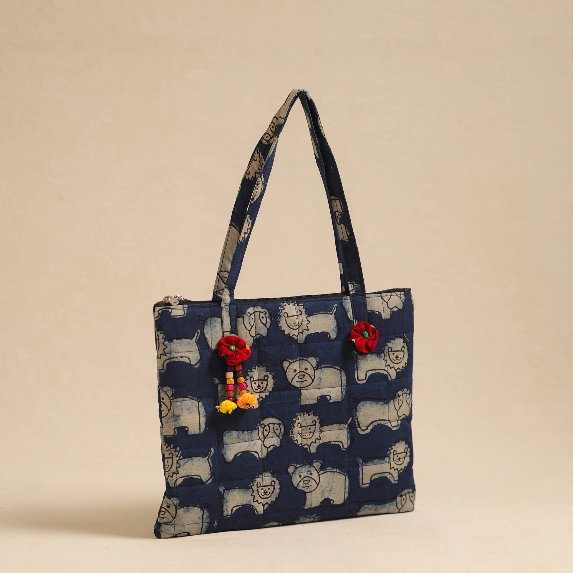 Blue - Handcrafted Quilted Cotton Hand Bag 02