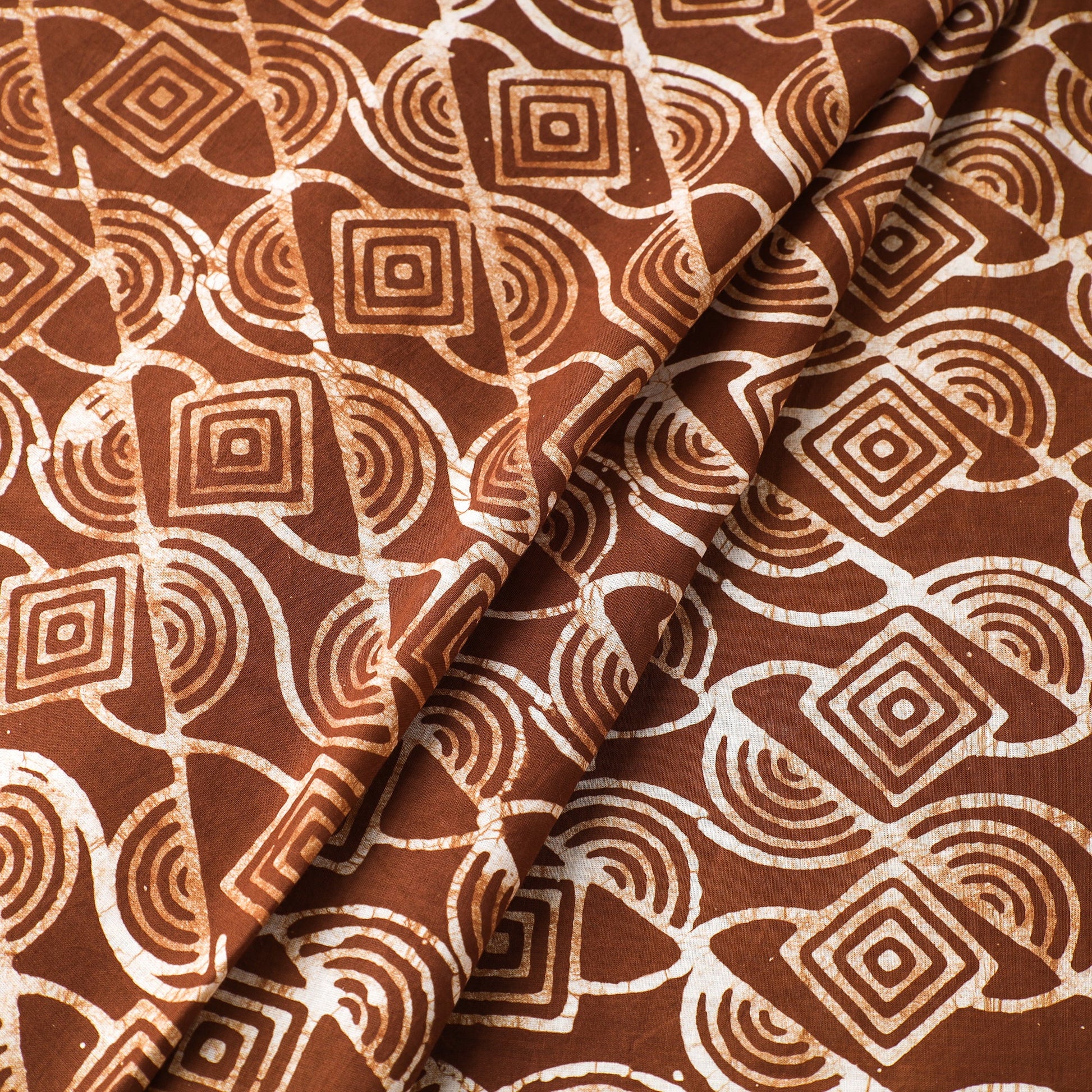 Brown - Hand Printed Cotton Batik Fabric 77