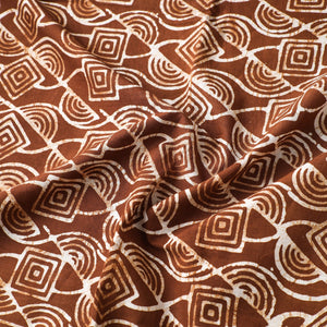 Brown - Hand Printed Cotton Batik Fabric 77