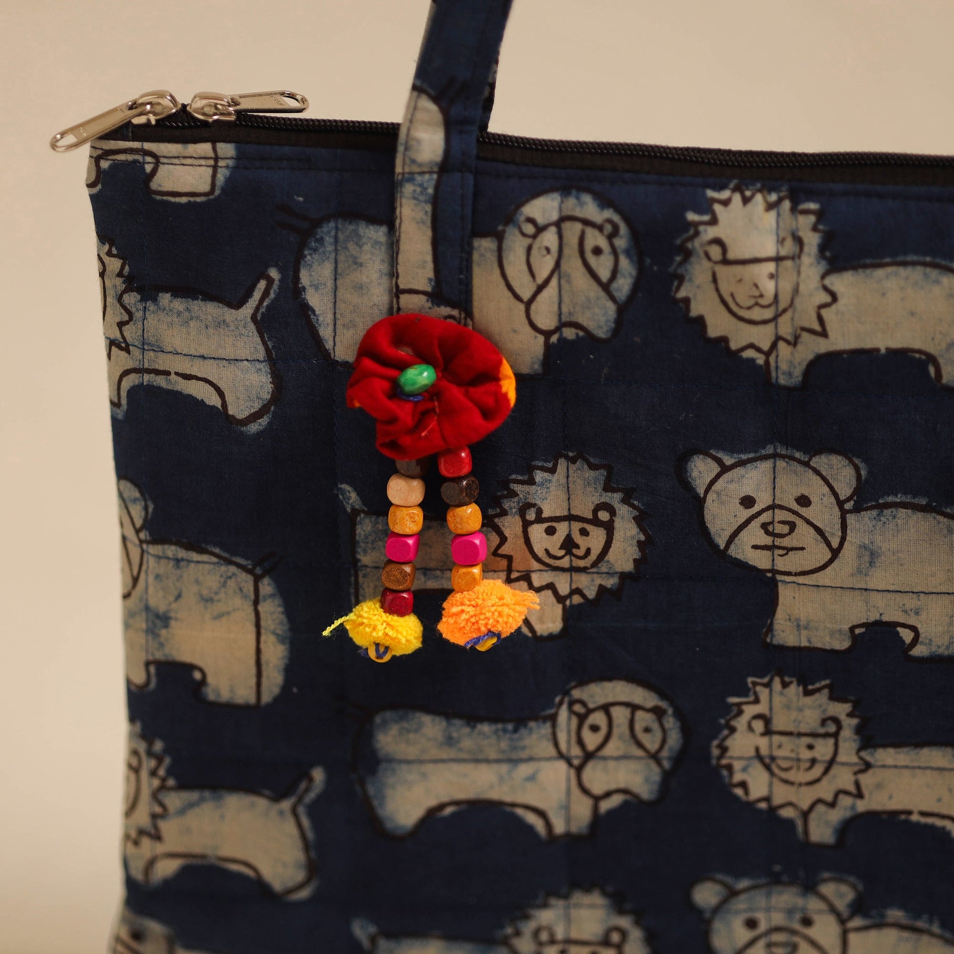 Blue - Handcrafted Quilted Cotton Hand Bag 02
