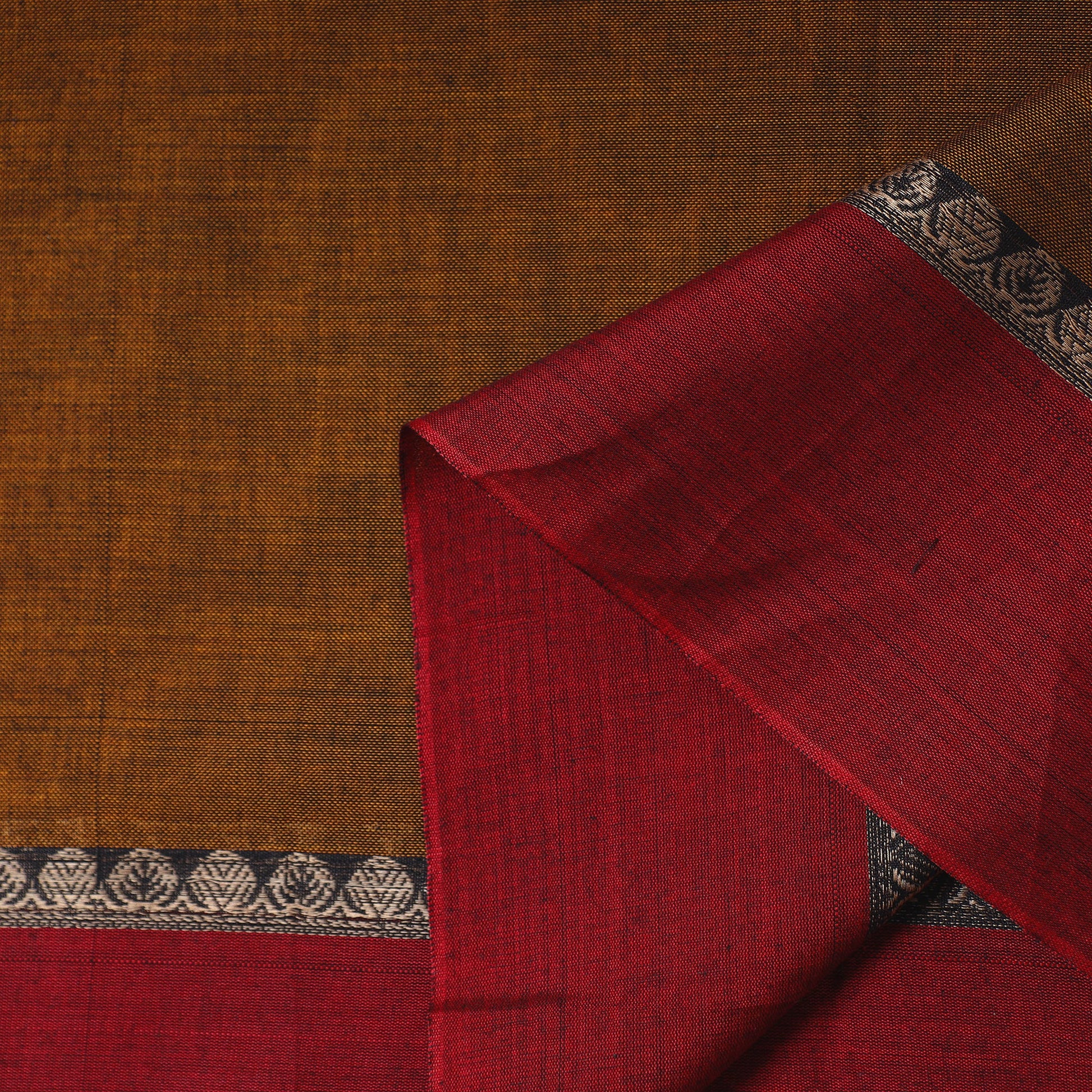 Brown - Prewashed Dharwad Mercerised Cotton Thread Border Fabric 20