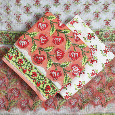 3pc Sanganeri Block Printed Cotton Suit Material with Kota Doria Dupatta 17