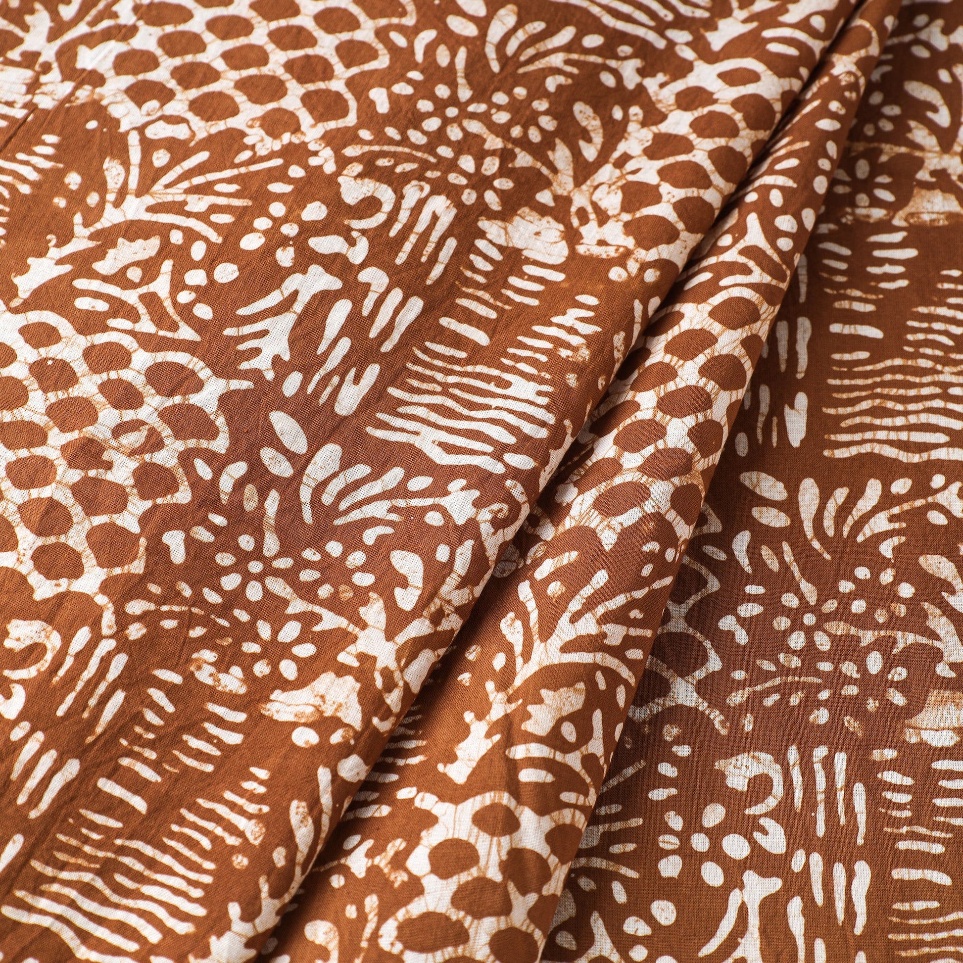 Brown - Hand Printed Cotton Batik Fabric 81