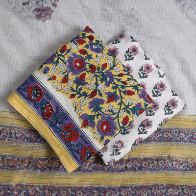 3pc Sanganeri Block Printed Cotton Suit Material with Kota Doria Dupatta 18