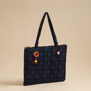 Blue - Handcrafted Quilted Cotton Hand Bag 05