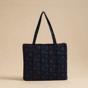 Blue - Handcrafted Quilted Cotton Hand Bag 05