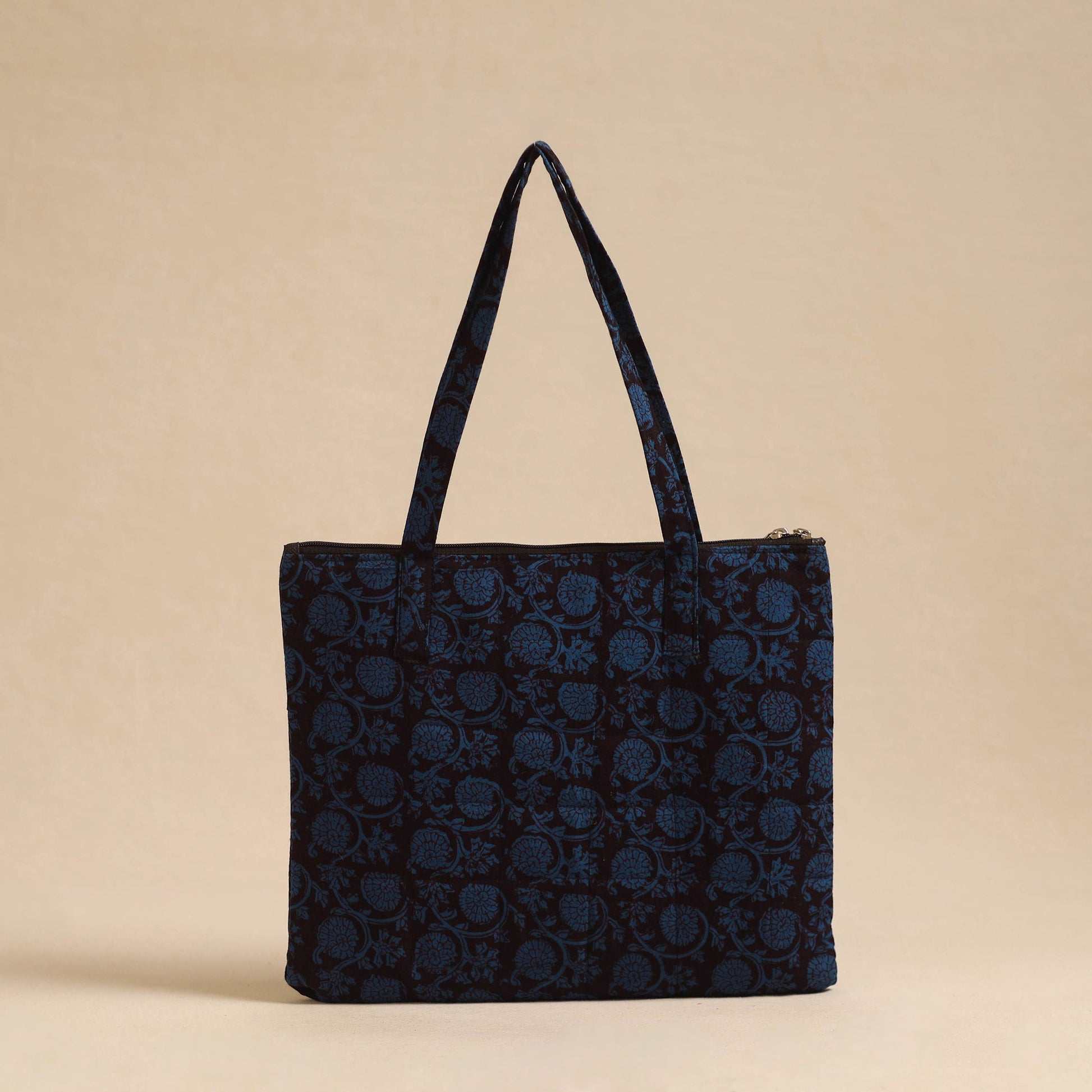 Blue - Handcrafted Quilted Cotton Hand Bag 05