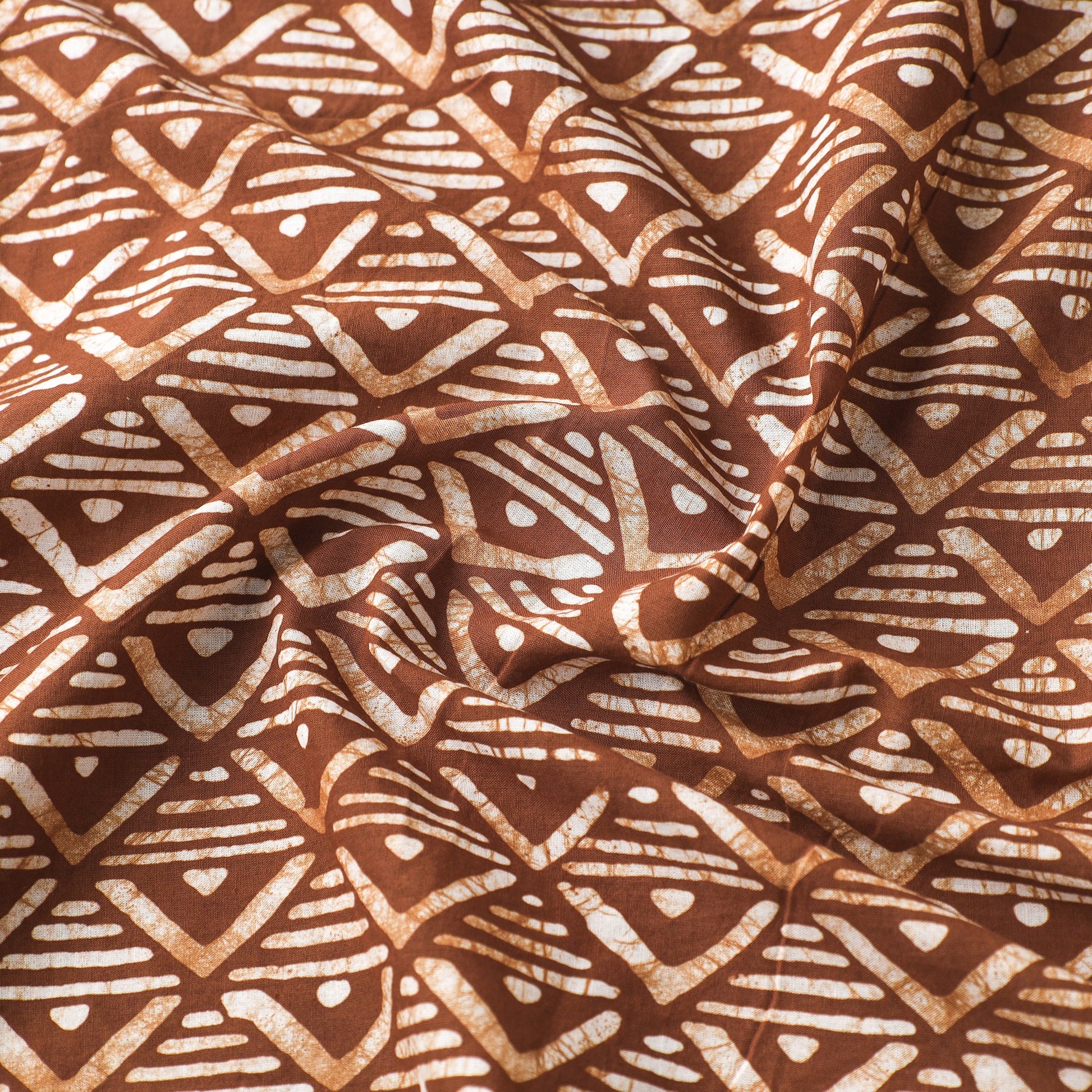 Brown - Hand Printed Cotton Batik Fabric 87